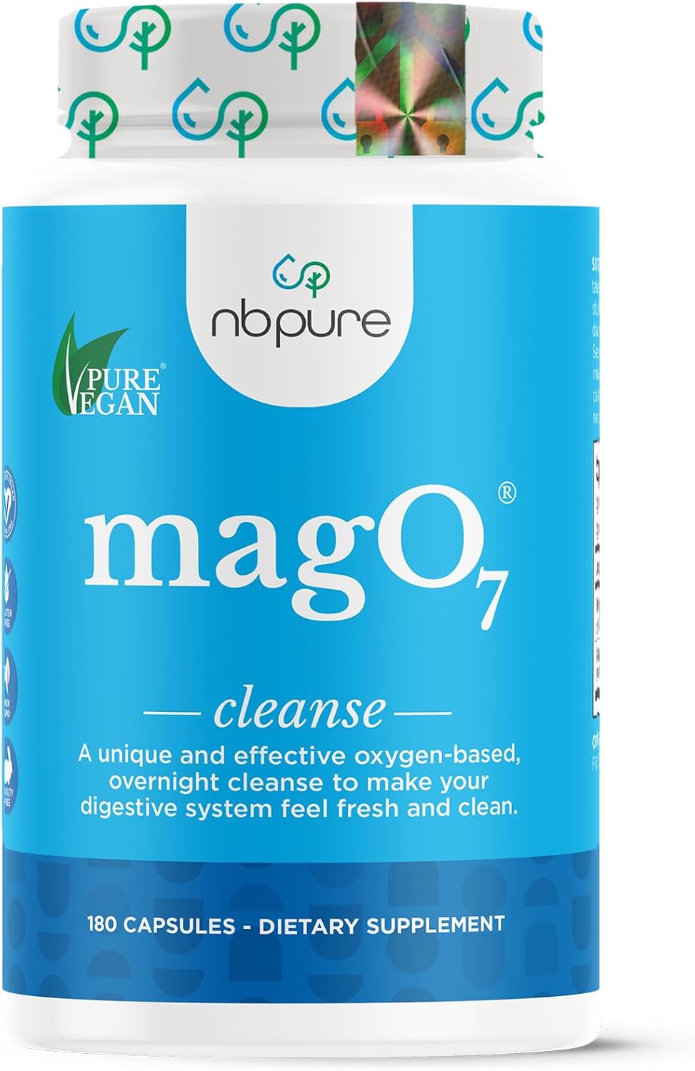 nbpure MagO7 Natural Colon Cleanse & Detox, Supports Digestive Health - 180 Capsules