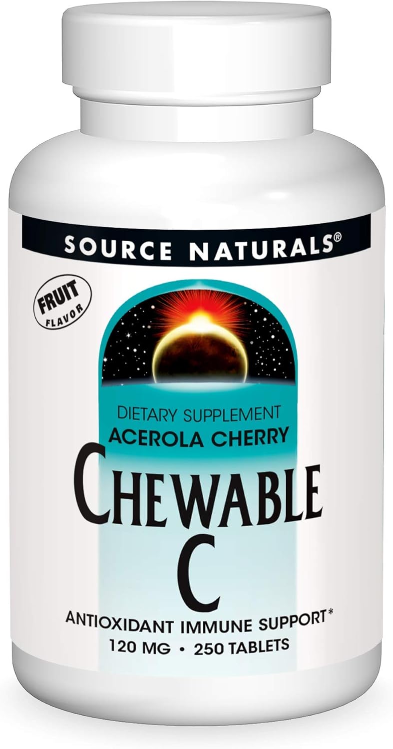 Source Naturals Vitamina C Mastig�vel - Sabor Acerola & Cereja - 500 mg - 250 Comprimidos