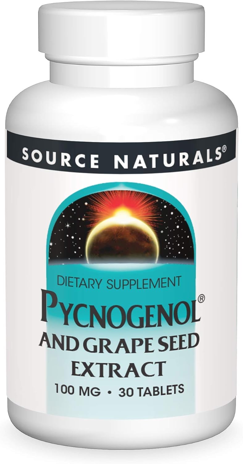Source Naturals Pycnogenol & Extrato de Semente de Uva 100 mg - 30 Comprimidos
