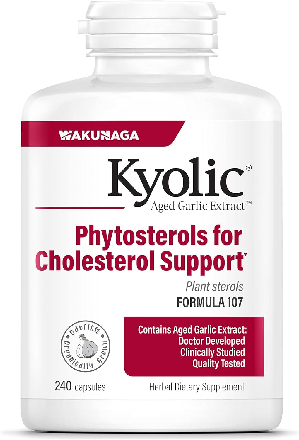 Kyolic Extrato de Alho Envelhecido Frmula 107 - Fitoesteris para Suporte ao Colesterol - 240 Cpsulas