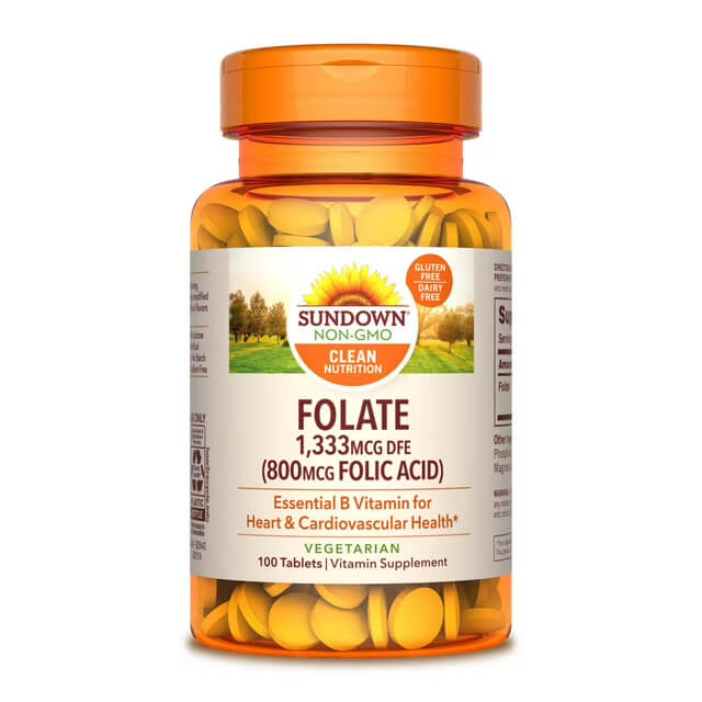 Sundown Naturals cido Flico 800 mcg - 100 Comprimidos