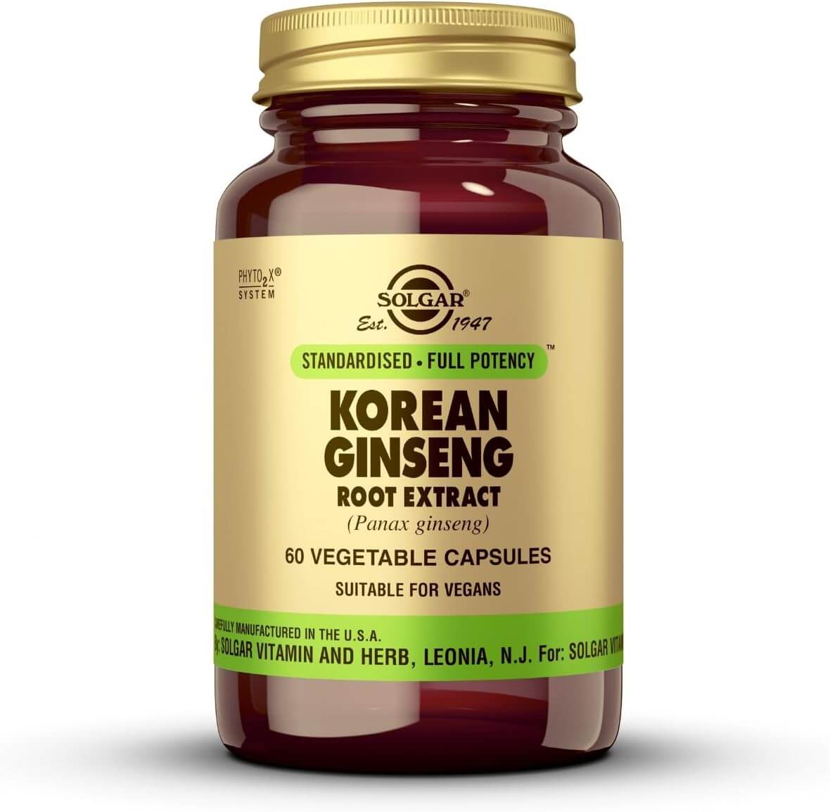 Solgar Korean Ginseng Root Extrato - 60 Cpsulas
