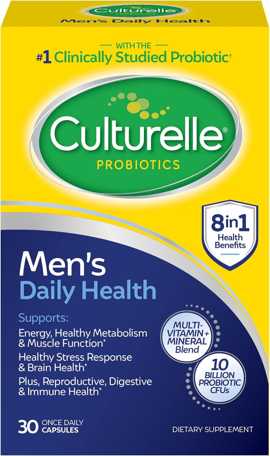 Culturelle Probi�ticos para Homens 8-em-1 Com Vitamina B12, C & D3 - 30 C�psulas