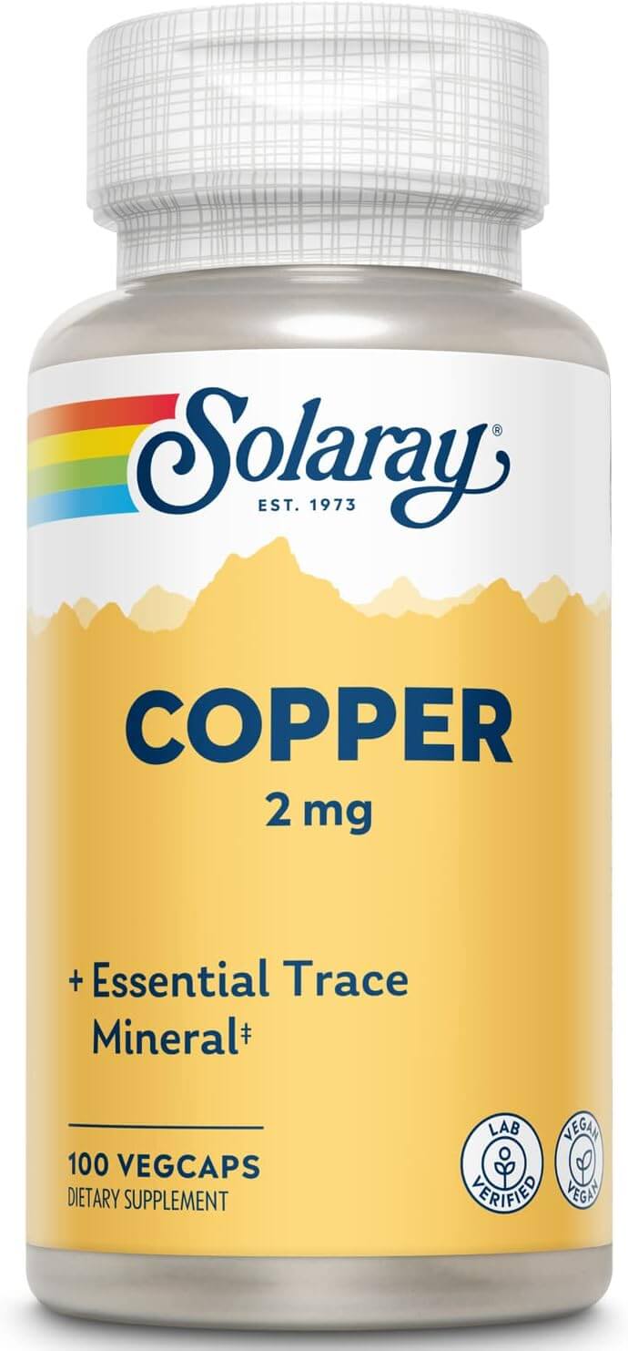 Solaray Cobre - 2 mg - 100 Cpsulas