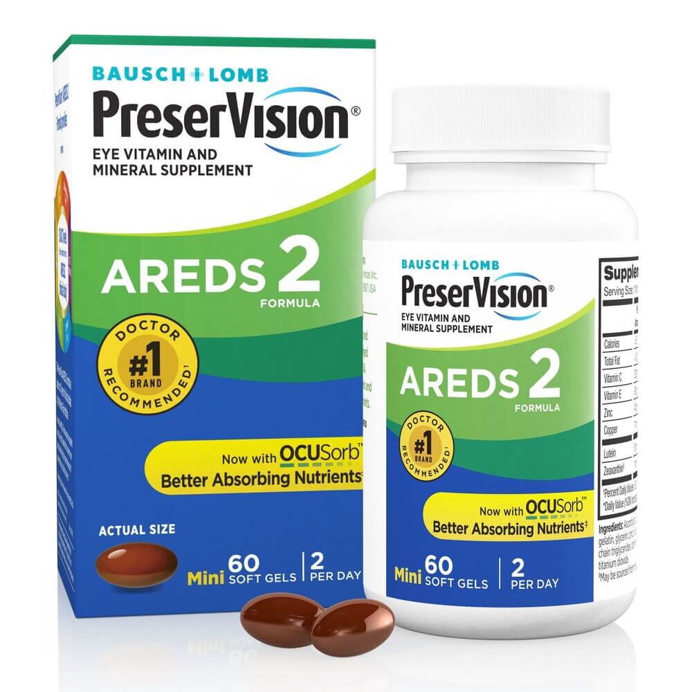 Bausch & Lomb PreserVision AREDS 2 Eye Supplement com Lutein, 60 Comprimidos