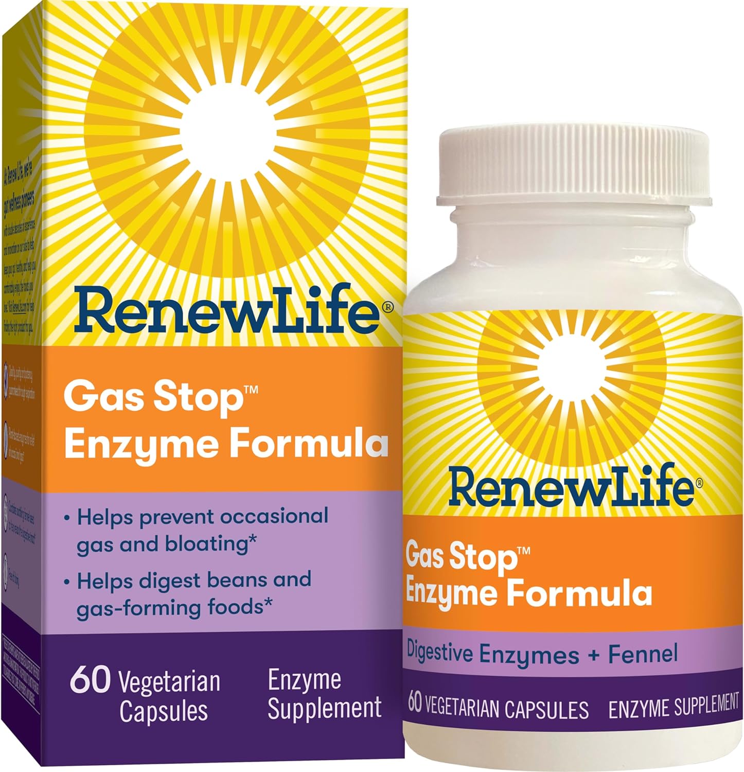 Renew Life Gas Stop F�rmula de Enzimas Anti-Gases - 60 C�psulas