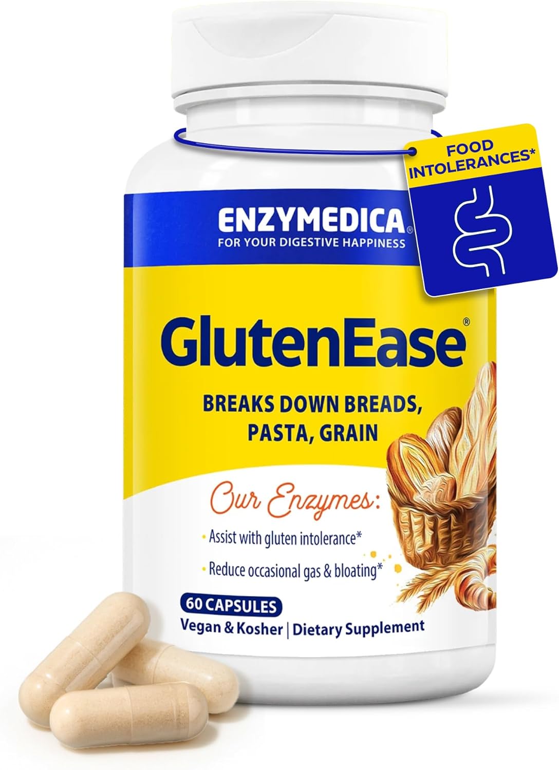 Enzymedica GlutenEase Enzimas Digestivas com DPP-IV Activity - 60 Cpsulas