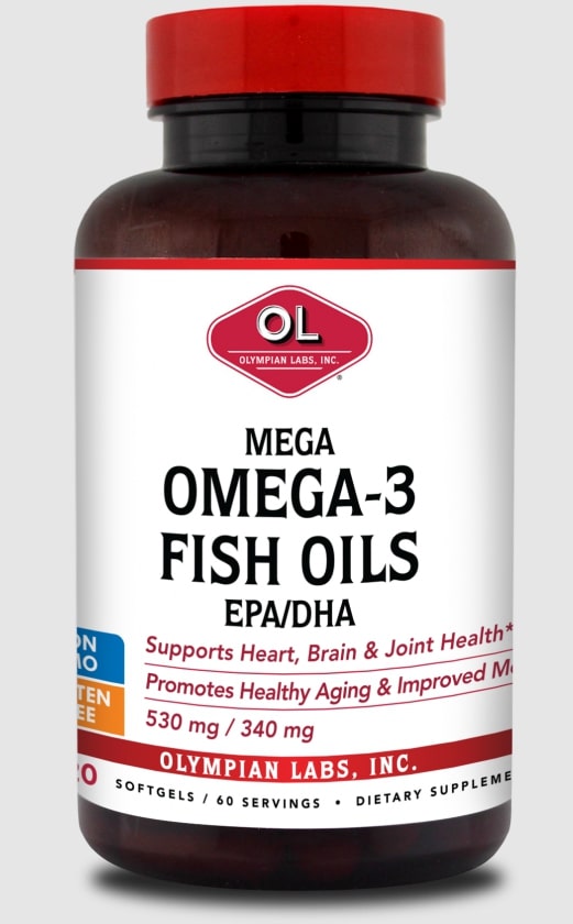 Olympian Labs Mega mega-3 leo de Peixe - 530 mg EPA & 340 mg DHA - 120 Softgels