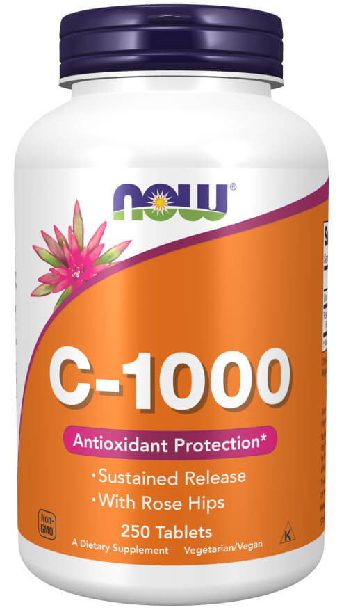 NOW Foods Vitamina C-1000 com Rose Hips, 250 Comprimidos