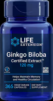 Life Extension Ginkgo Biloba Certified Extrato 120 mg 365 Cpsulas