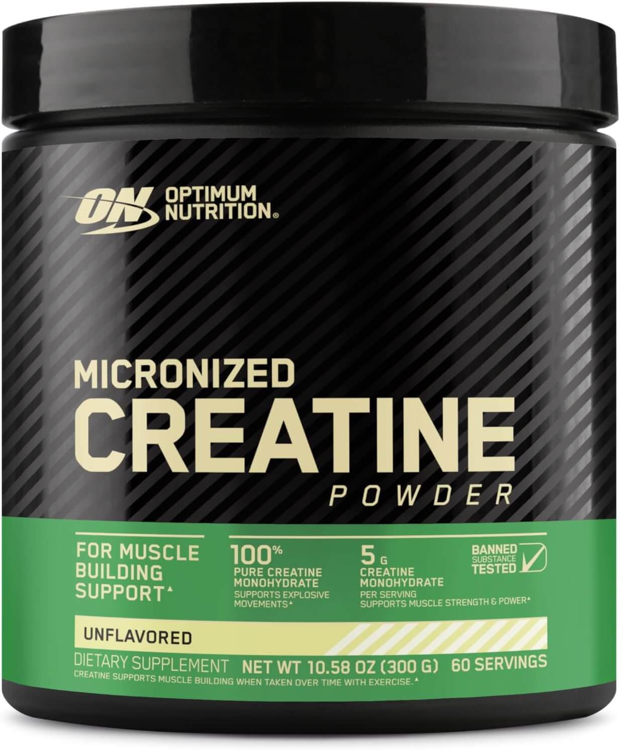 Optimum Nutrition Creatina Monoidratada em P Micronizada, Sem Sabor, 60 Pores - 300g