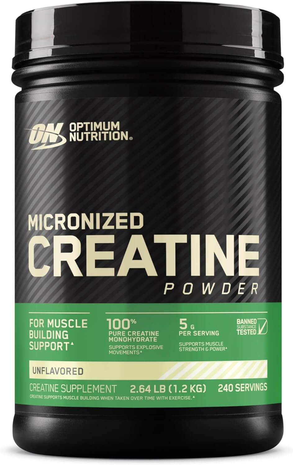 Optimum Nutrition Creatina Monoidratada em P Micronizada, Sem Sabor, 240 Pores - 1200g
