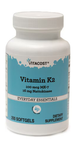 Vitacost Vitamina K2 (MK-7) com Nattokinase 100 mcg 200 Comprimidos