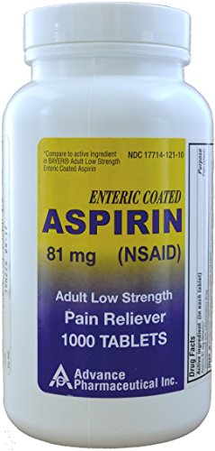 Aspirin Adult Low Dose Enteric Coated 81 Mg Generic for Bayer Aspirin Low Dose 1000 Tablets per Bottle