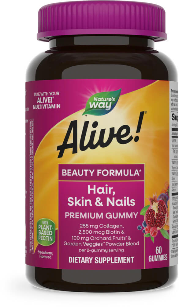 Natures Way Alive! Multivitamnico para Cabelo, Pele e Unhas c/Biotina e Colageno - 60 Cpsulas