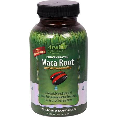 Irwin Naturals Concentrated Maca Root and Ashwagandha -- 75 Liquid Softgels