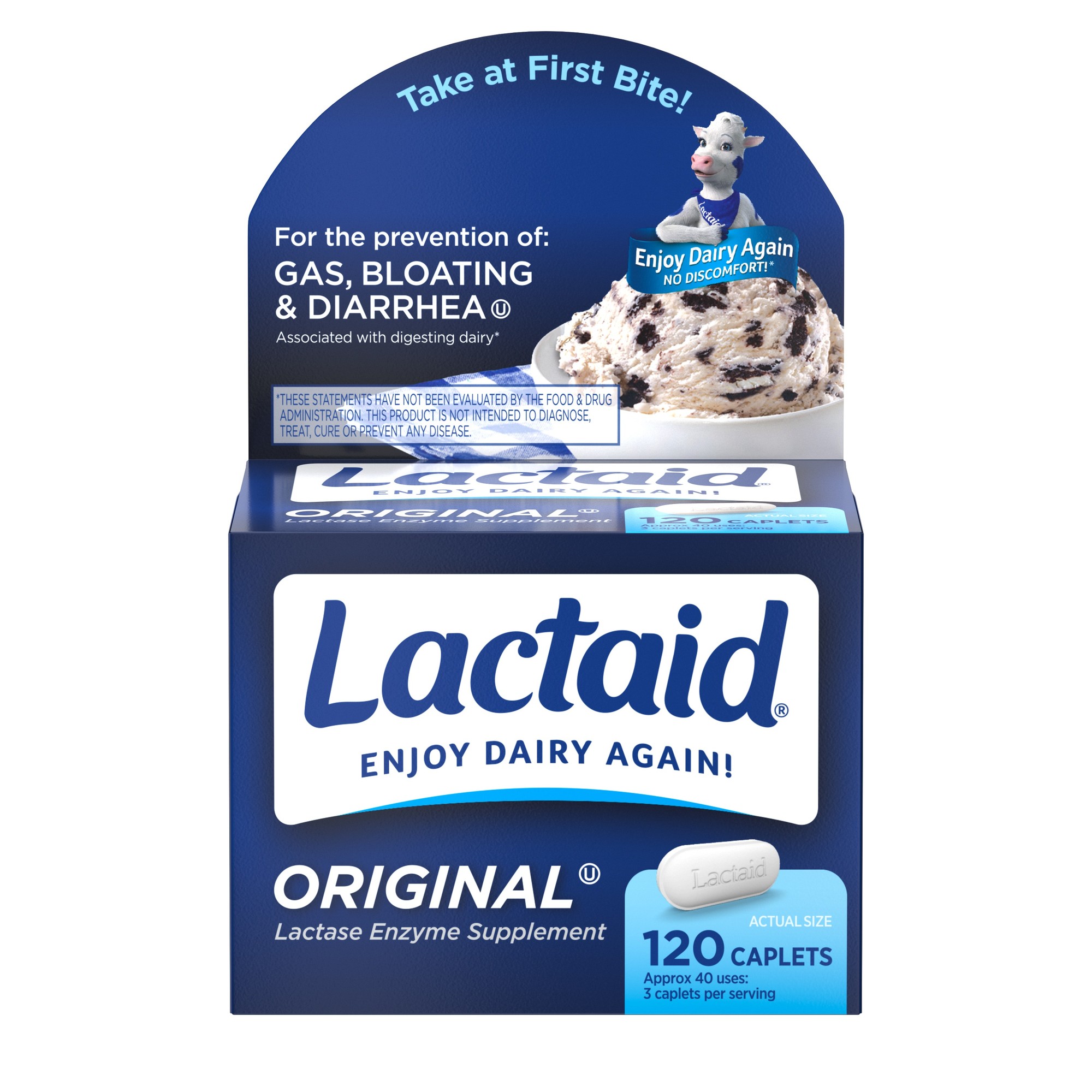 Lactaid Suplemento Original  Enzima Lactase 120 Cpsulas