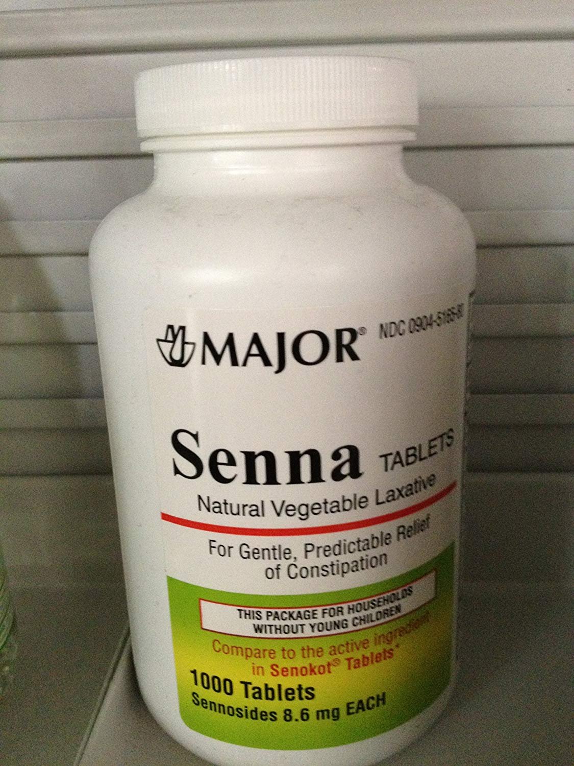 Senna 8.6 Mg Natural Vegetable Laxative 1000 Tablets Generic for Senokot by MAJOR PHARMACEUTICALS