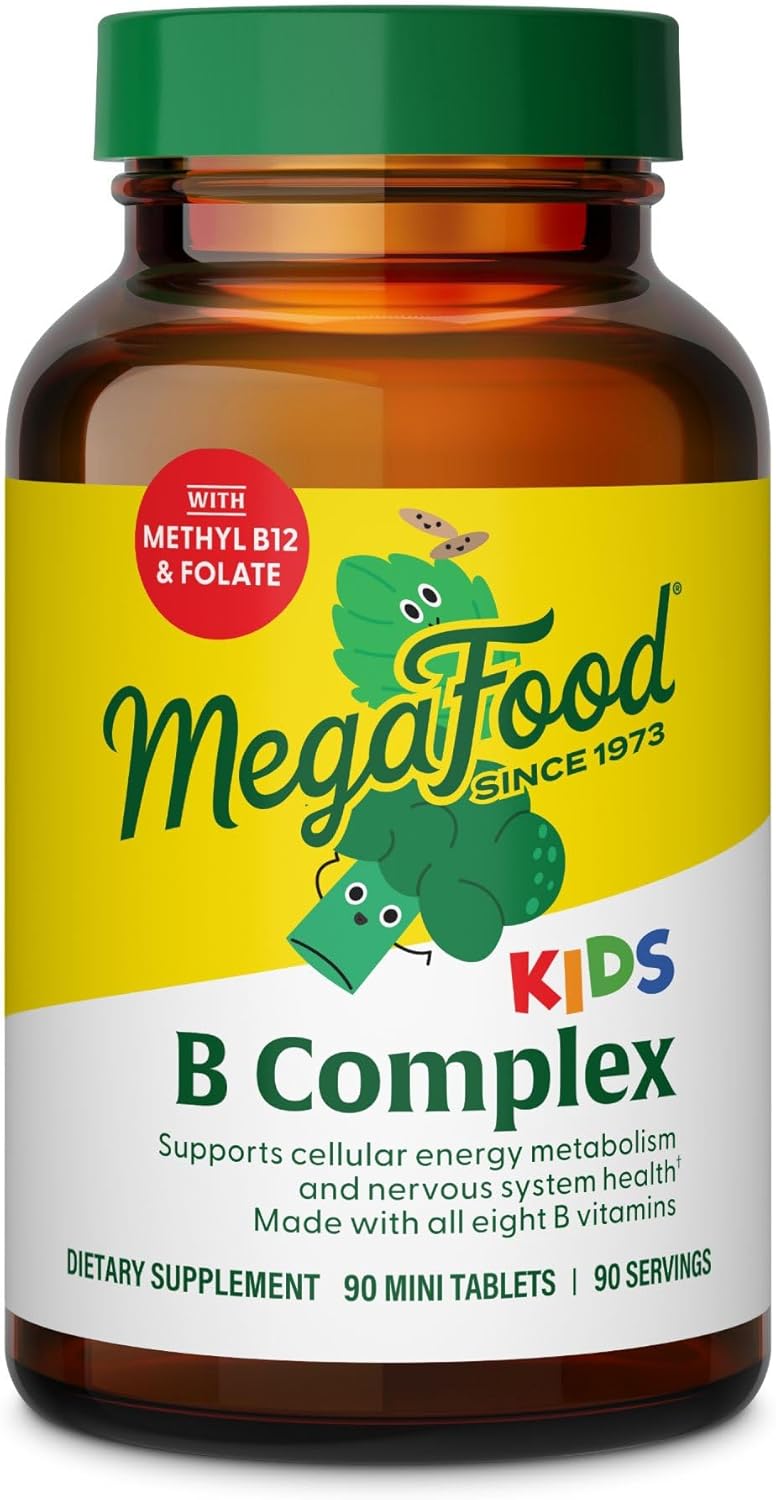 MegaFood Kids Complexo de Vitaminas B para Crianas - Vitamina B6, B12, Folato & Mais - 90 Mini Comprimidos