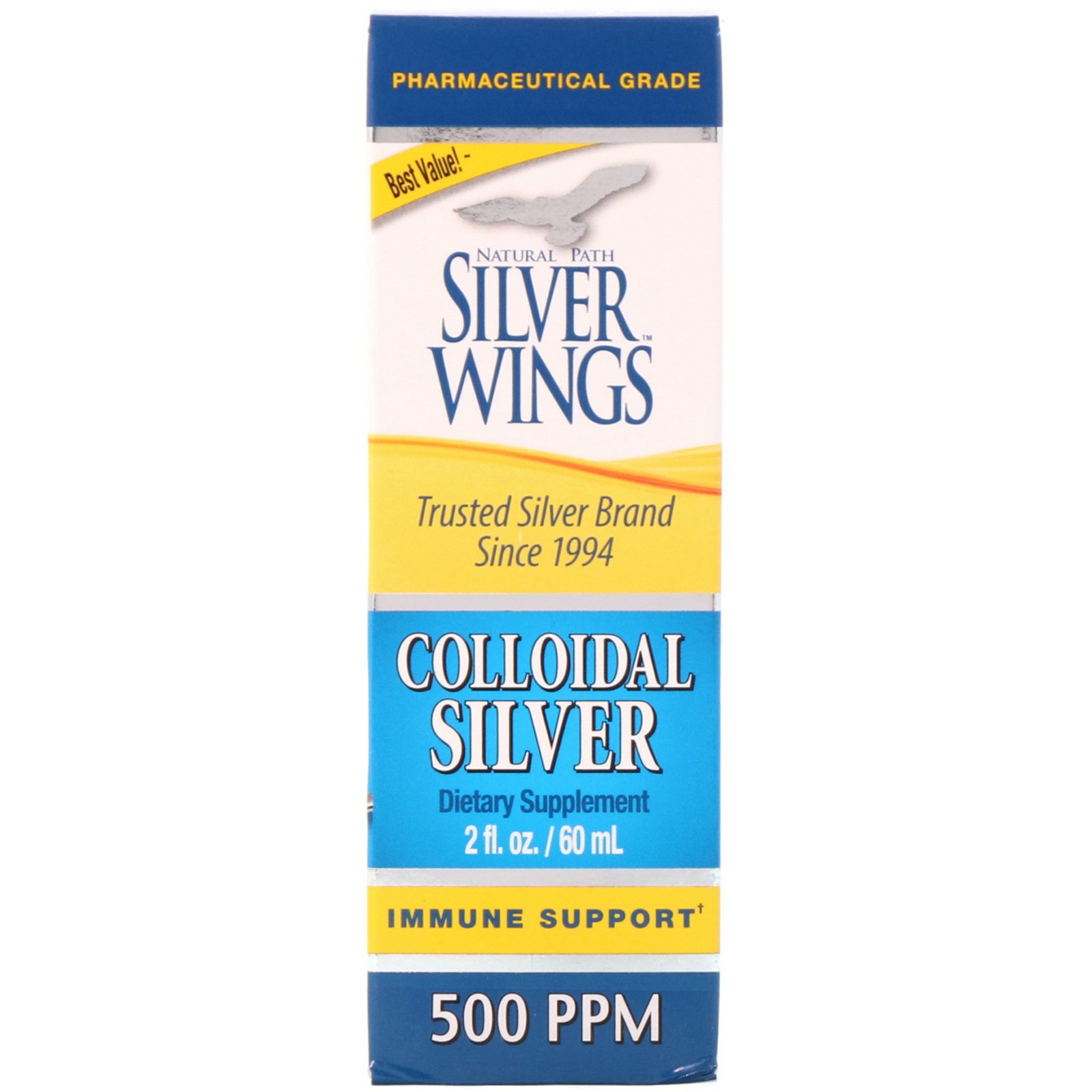 Natural Path Silver Wings - Prata coloidal 500 Ppm - 2 Oz.