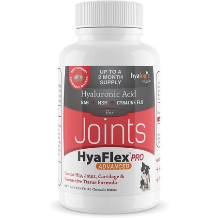 Hyalogic HyaFlex Pro Advanced - 30 Beef-Flavored Wafers - a Dog Joint Supplement with Hyaluronic Acid, Glucosamine, MSM & Cynatine - Supports Canine H