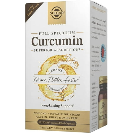 Solgar Full Spectrum Curcumin Liquid Extract  60 Softgels - Faster Absorption - Brain  Joint & Immune Health - Long Lasting Support - Gluten Free  Non