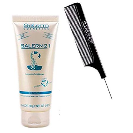 Salerm Cosmetics 21 LEAVE-in Conditioner  B5 Provitamin Lipsomes & Silk Protein (with Sleek Steel Pin Tail Comb) Salerm 21 LeaveIn Leave in Conditione