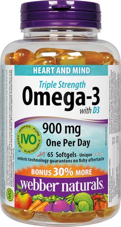 Webber Naturals Triple Strength Omega-3 Plus Vitamina D 65 cpsulas
