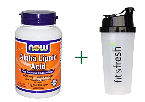 Now Foods, Alpha Lipoic Acid, 600 Mg, 120 Veggie Caps, Vitaminder, Power Shaker Bottle, 20 Oz Bottle