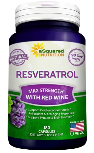 ASquared Nutrition Resveratrol puro com exato de vinho tinto - 180 Cpsulas - Comprimidos naturais de suplemento antioxidante trans resveratrol para perda de peso, corao e imunidade