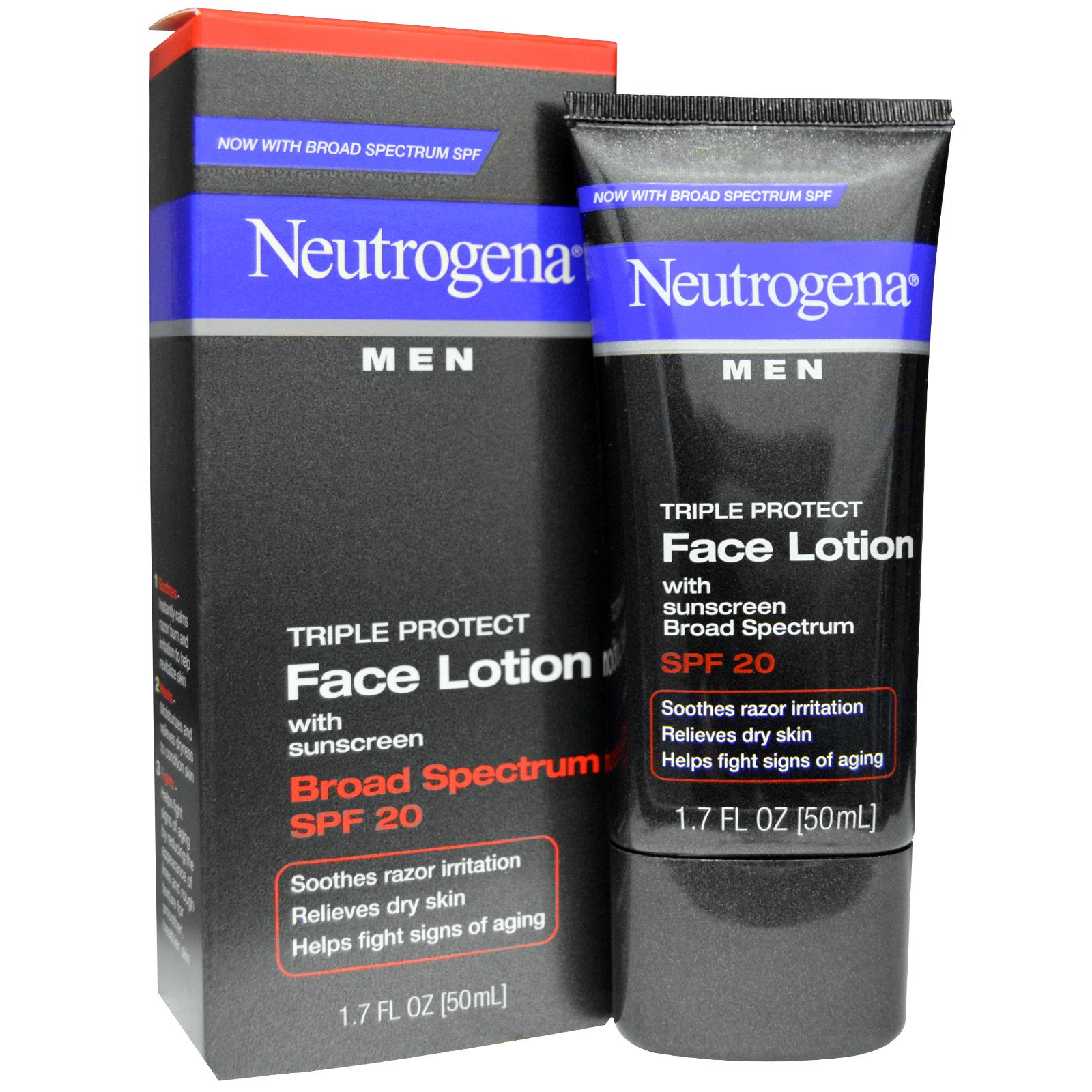 Neutrogena, Men, Triple Protect Face Lotion with Sunscreen, SPF 20, 1.7 Fl Oz(pack of 3)