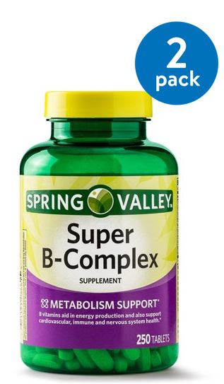 Spring Valley Super B-Complex - 250 Comprimidos (Pacote Duplo)