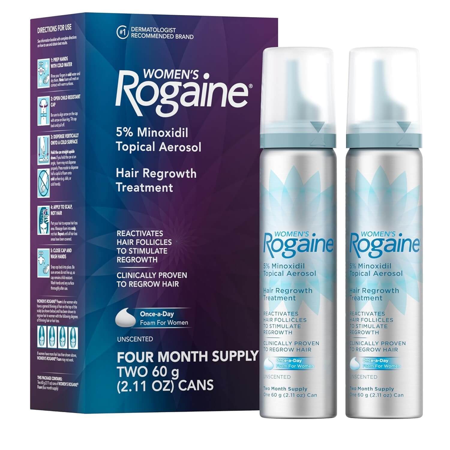 Rogaine Espuma para Mulheres 5% Minoxidil - 4 Meses