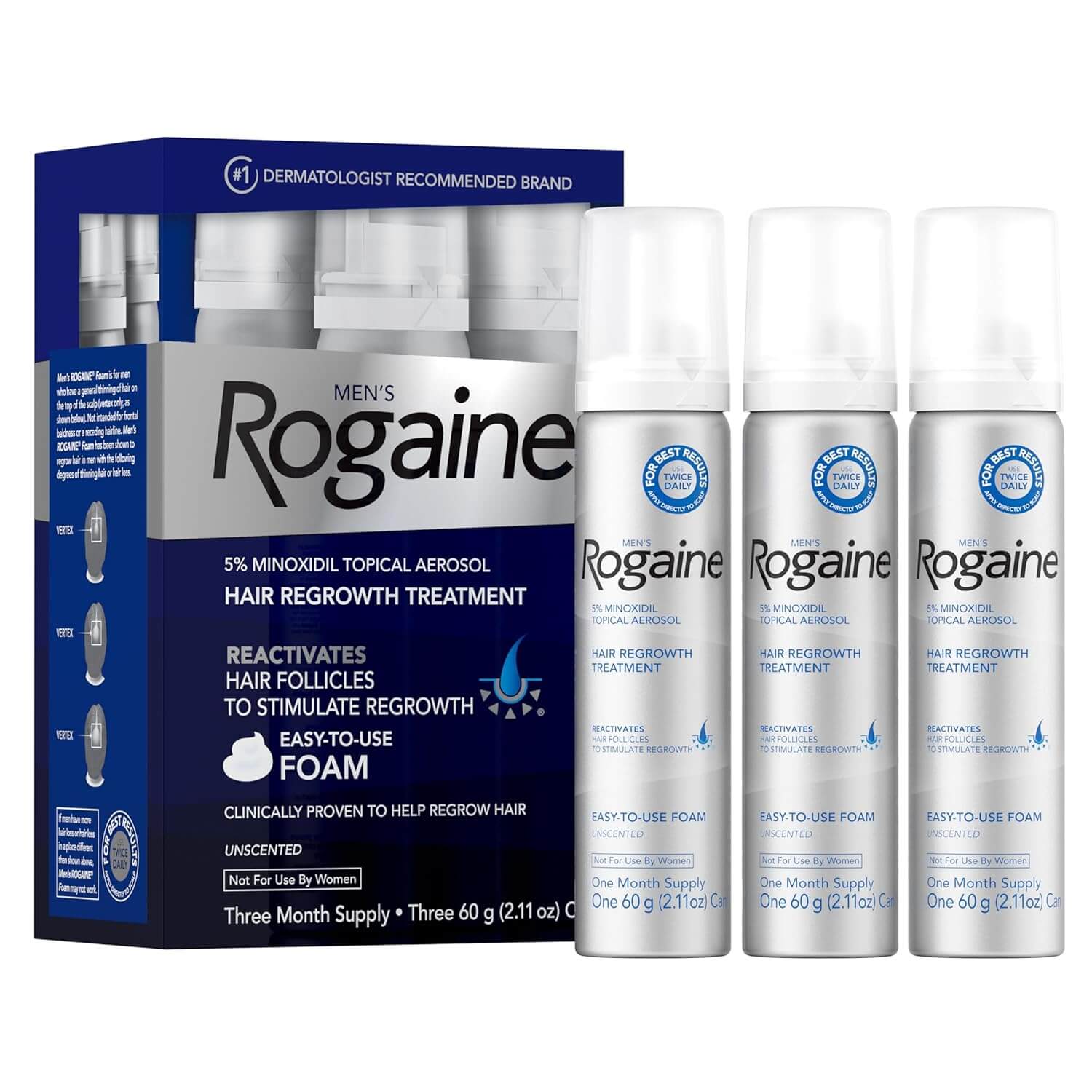 Rogaine Espuma para Homens 5% Minoxidil - 3 meses