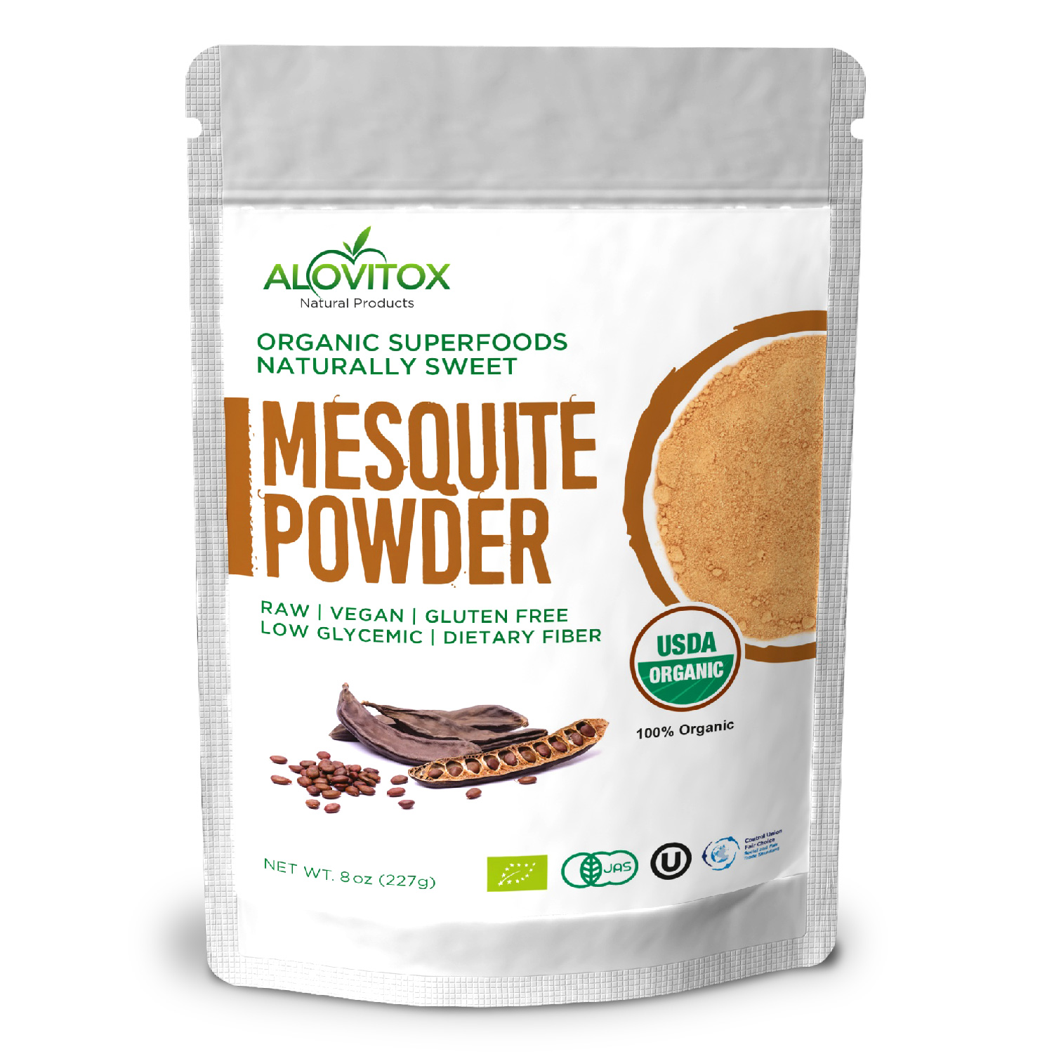 Alovitox Malote 8oz sem glten do vegetariano cru do p orgnico do mesquite