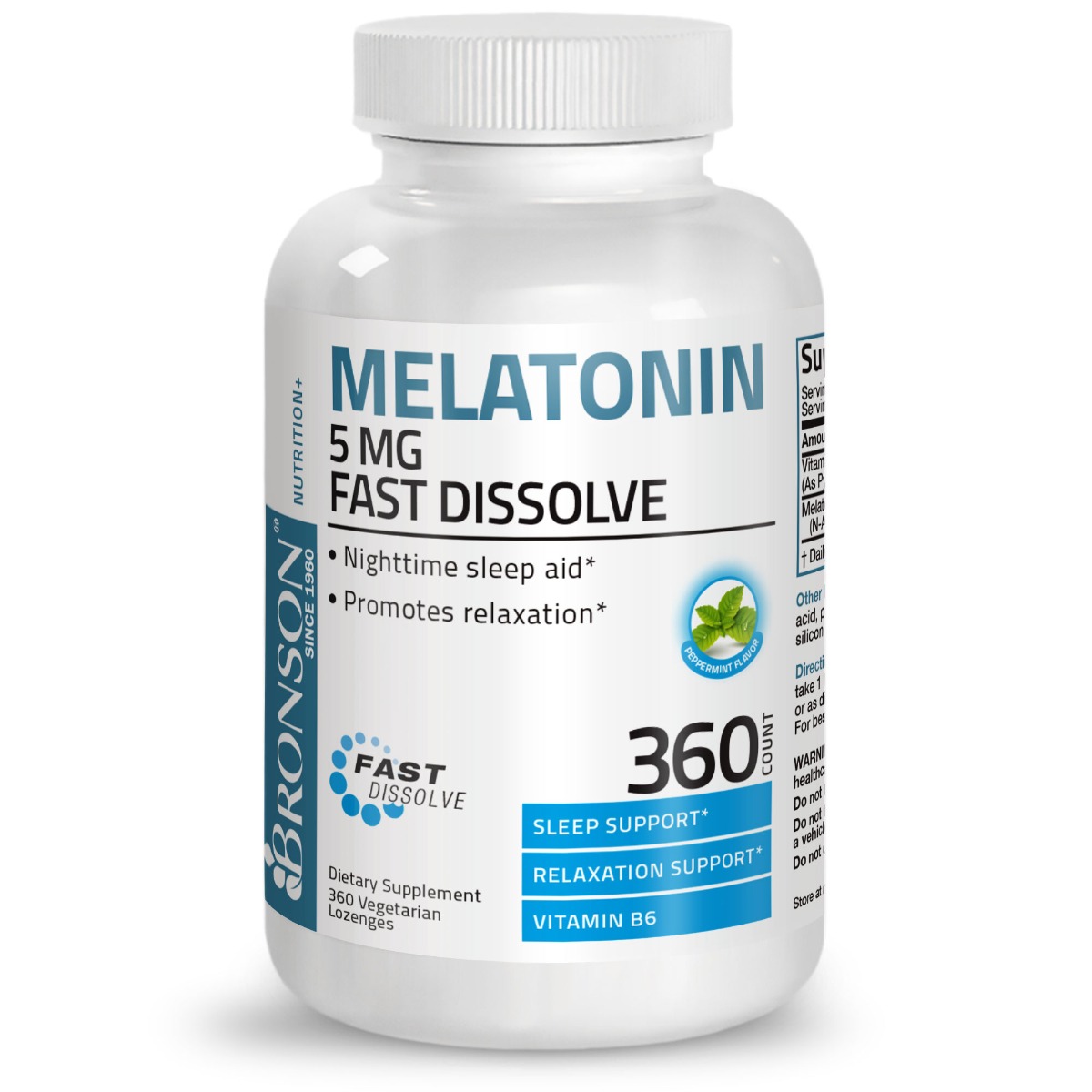  Melatonina 5mg Comprimidos de ao rpida com vitamina B6 - Auxlio ao sono noturno - Promove o relaxamento, 360 Comprimidos de ao rpida com sabor de hortel-pimenta
