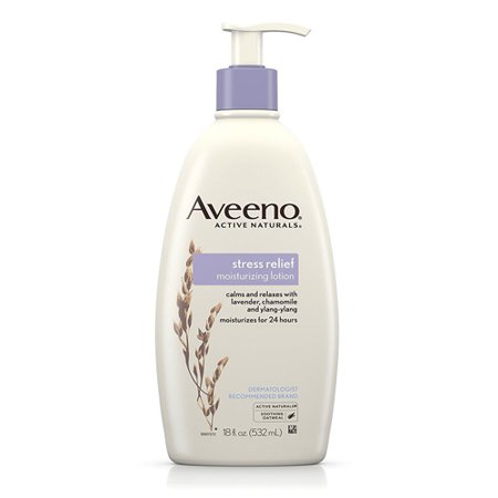  Aveeno Stress Relief Loo Hidratante Lavanda, Camomila e Ylang-Ylang, 18 Oz, - Pacote Duplo
