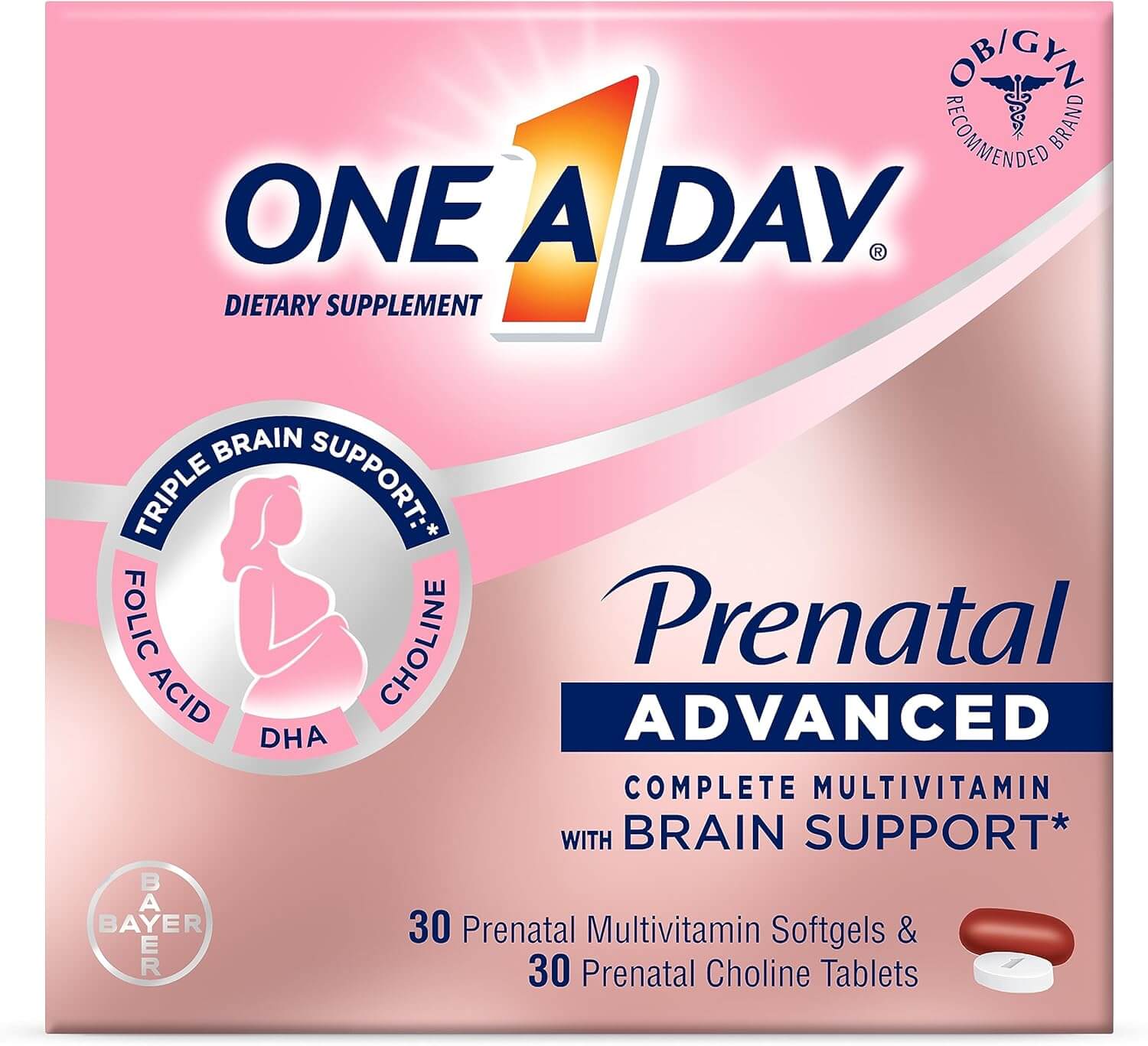 One A Day Womens Prenatal Advanced Complete Multivitamin, 30+30 Cpsulas (60 Conjunto total)