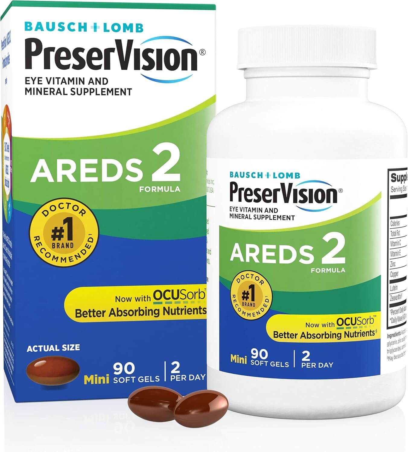 Bausch & Lomb PreserVision AREDS 2 Eye Supplement com Lutein, 90 Unidades