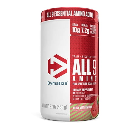 Dymatize All9 Amino  7.2g of BCAAs  10g of Full Spectrum Essential Amino Acids per Serving for Recovery and Optimal Muscle Protein Synthesis  Juicy Wa