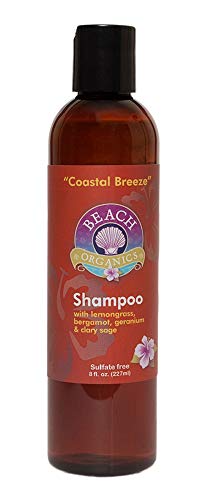 Beach Organics Natural Shampoo- Coastal Breeze Scent (Lemongrass, Bergamot, Geranium and Clary Sage Essential Oils), 8.0 Oz.