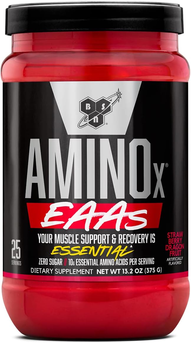 BSN Amino X EAAs - Recuperao Muscular e Resistncia com 10g Aminocidos Essenciais & 5g BCAAs - Sabor Morango & Pitaya - 375gr