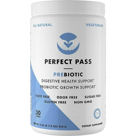PERFECT PASS Prebiotic Fiber PHGG Partially Hydrolyzed Guar Gum 210g Powder - 100% Natural Gluten Free Non GMO - Certified Kosher Vegetarian Sugar Fre