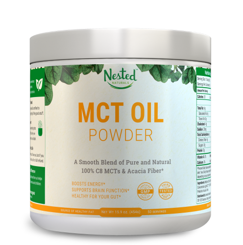 Nested Naturals Pure C8 MCT P DE LEO 454 G Sem Carb Triglicridos de Cadeia Mdia Fibra de Accia Prebitica Impulsionador de Energia Natural e Suplemento de Keto - Misture no Caf ou