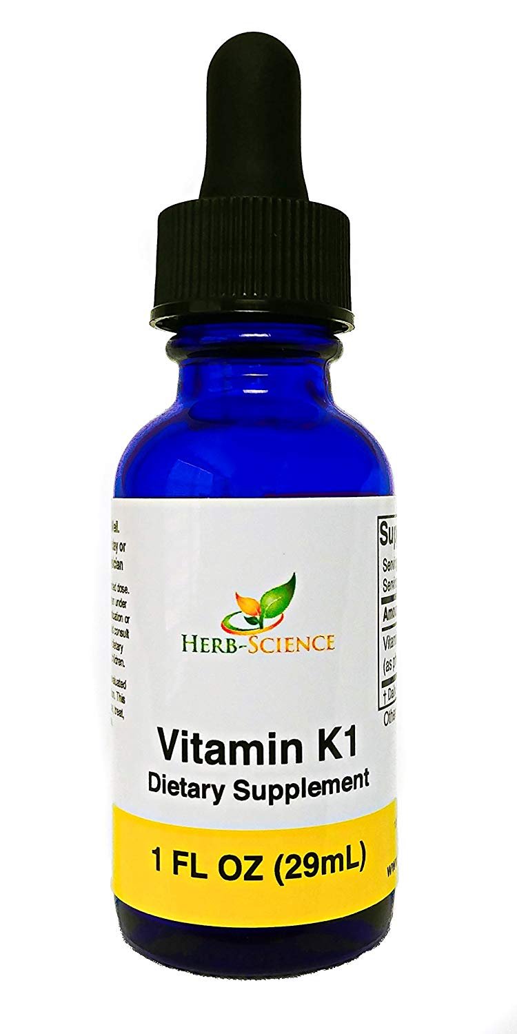 A vitamina K1 lquida da Herb-Science, 1 ona fluida, suporta o sangue, ossos, intestinos, fgado e pele. Livre de lcool