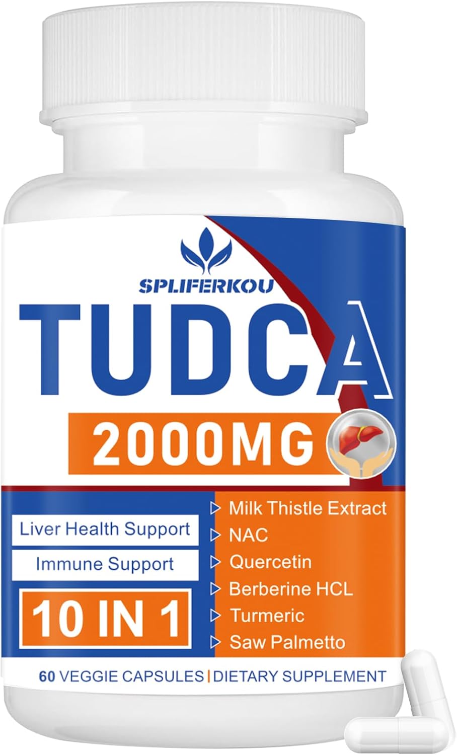 Spliferkou TUDCA 2000mg com Cardo Mariano, NAC, Quercetina, Berberina, Crcuma e Saw Palmetto - 60 Cpsulas